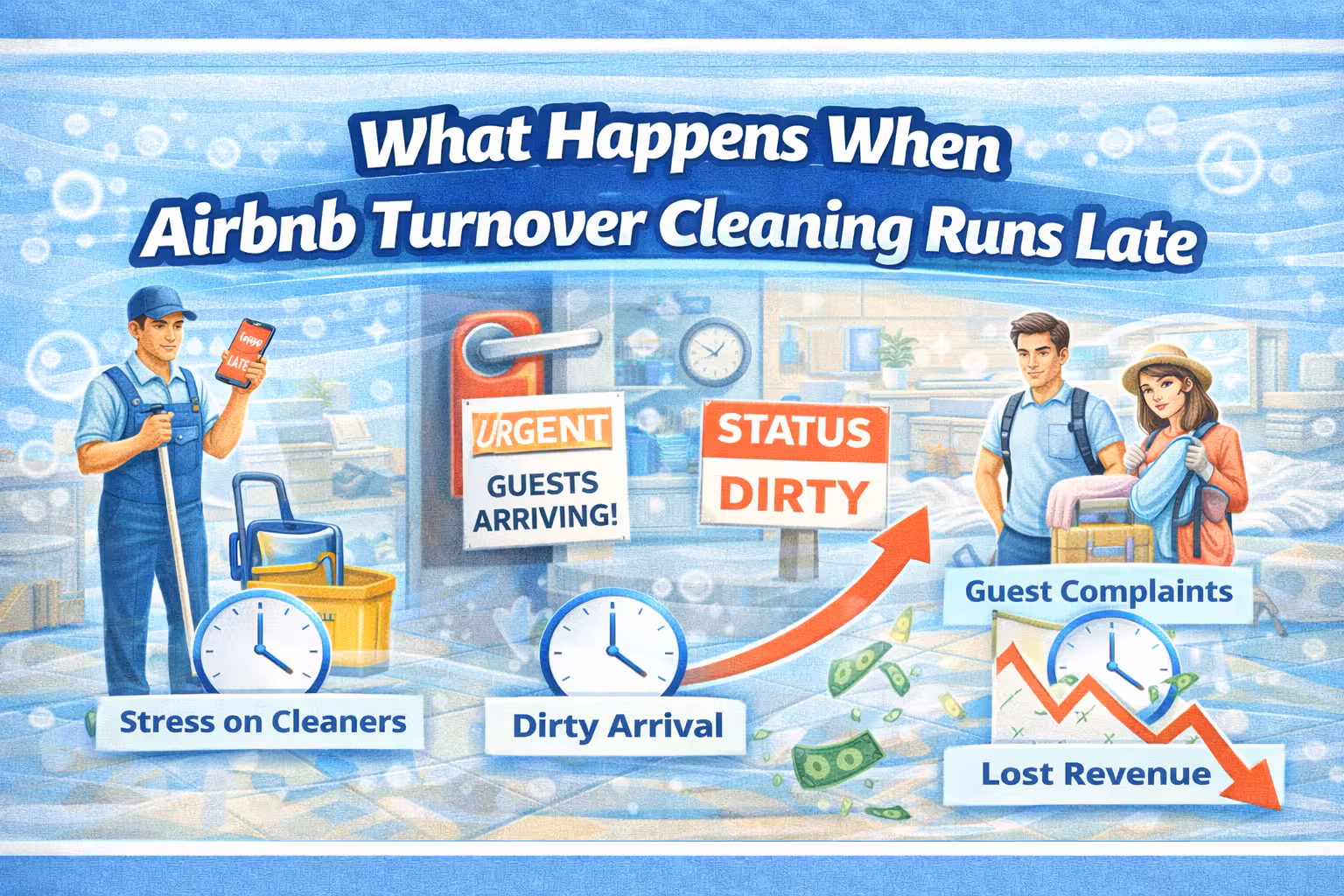 what happens when airbnb turnover cleaning runs late